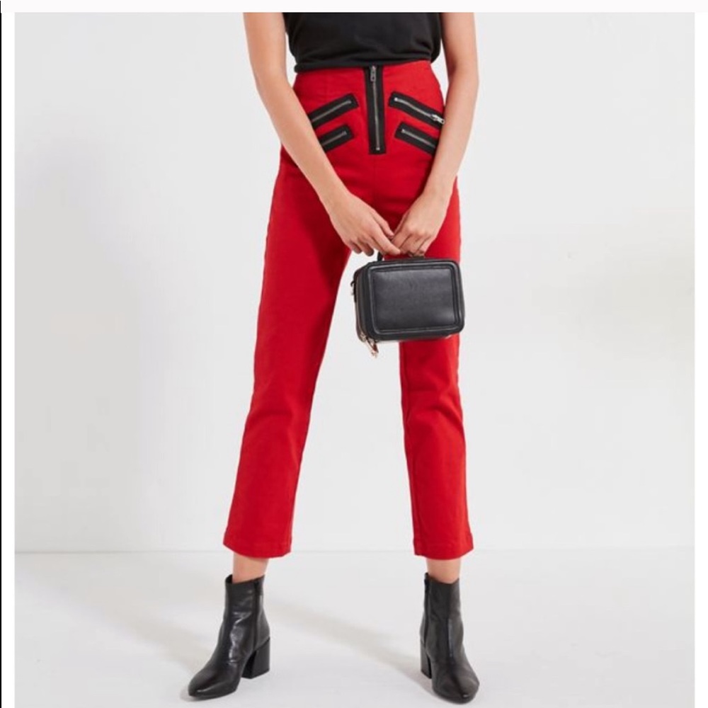 Urban Outfitters red pant with zippers
